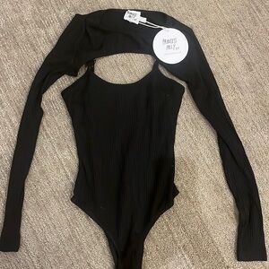 Princess Polly Long Sleeve Body Suit Black- never worn